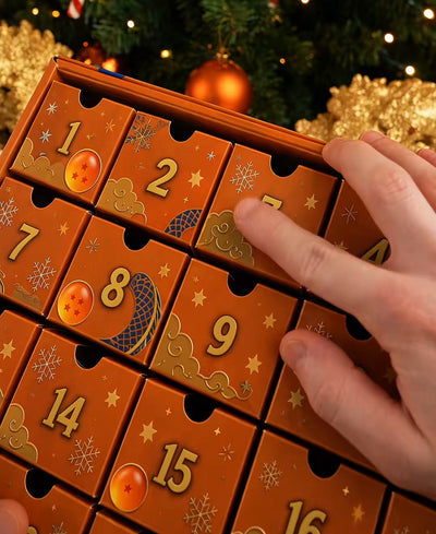 Opening a drawer of the Dragon Ball Advent Calendar