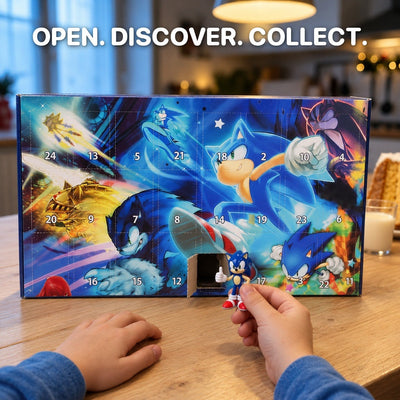 Advent calendar with 24 numbered doors and a collectible figure behind every one