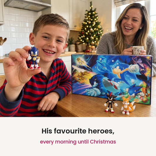 Advent calendar with 24 numbered doors and a collectible figure behind every one