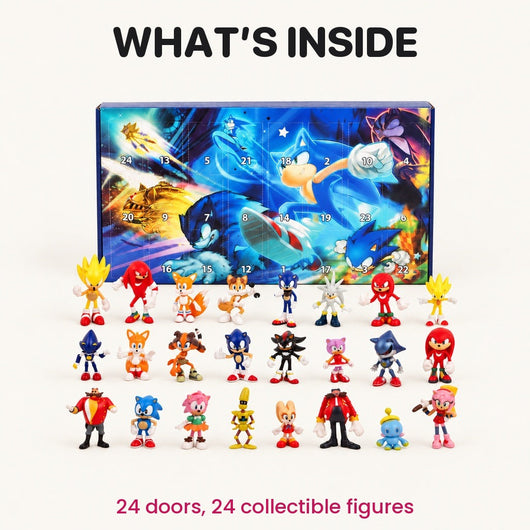 Advent calendar with 24 numbered doors and a collectible figure behind every one
