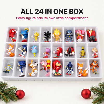 Advent calendar with 24 numbered doors and a collectible figure behind every one
