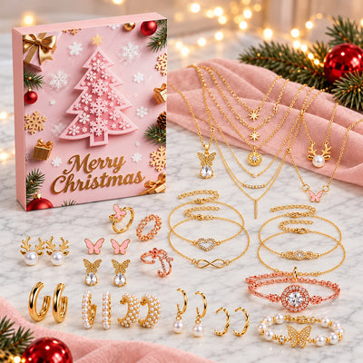 The 24 pieces of jewellery: necklaces, bracelets, rings and earrings