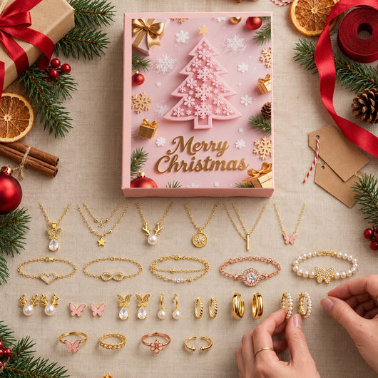 The jewellery calendar with all 24 pieces laid out