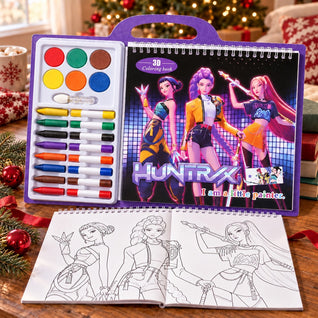 K-Pop 3D Coloring Set 2026 | Coloring Book + Paints, Crayons and Markers in One Case