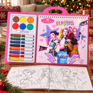 K-Pop 3D Coloring Set 2026 | Coloring Book + Paints, Crayons and Markers in One Case