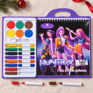 K-Pop 3D Coloring Set 2026 | Coloring Book + Paints, Crayons and Markers in One Case