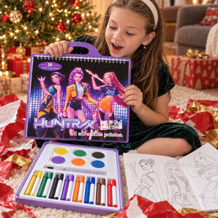 K-Pop 3D Coloring Set 2026 | Coloring Book + Paints, Crayons and Markers in One Case