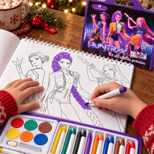 K-Pop 3D Coloring Set 2026 | Coloring Book + Paints, Crayons and Markers in One Case