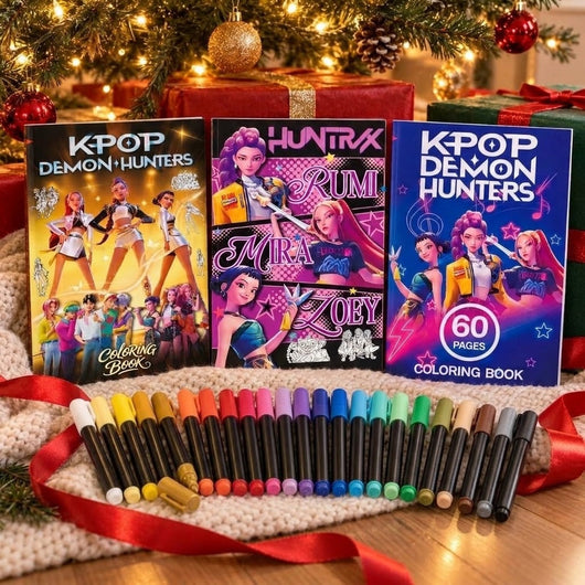 All three covers: Gold, Pink HUNTR/X and Blue, as Christmas presents