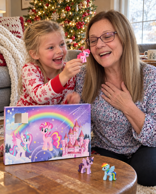 Grandmother and granddaughter with the first pony on December 1st