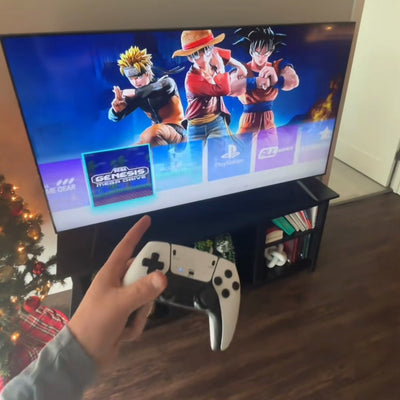 The console menu on the TV