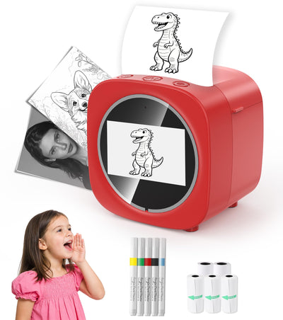 AI Sticker Printer for Kids | Voice to Sticker Maker, Ink Free Thermal Mini Printer, Coloring Sticker Machine Gift for Kids 5+