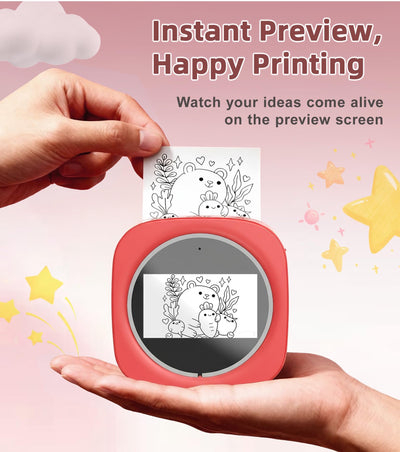 AI Sticker Printer for Kids | Voice to Sticker Maker, Ink Free Thermal Mini Printer, Coloring Sticker Machine Gift for Kids 5+