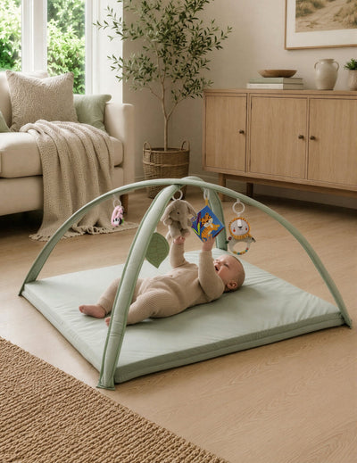 Baby Play Gym and Tummy Time Mat with 5 Toys | Convertible Baby Play Mat, Padded Activity Gym for Infants, Machine Washable