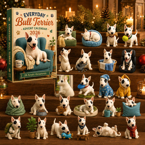 Bull Terrier Advent Calendar 2026 | 24 Bull Terrier Acrylic Ornaments