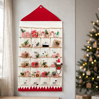 Canvas House Advent Calendar | Reusable Hanging Calendar with 24 Pockets to Fill