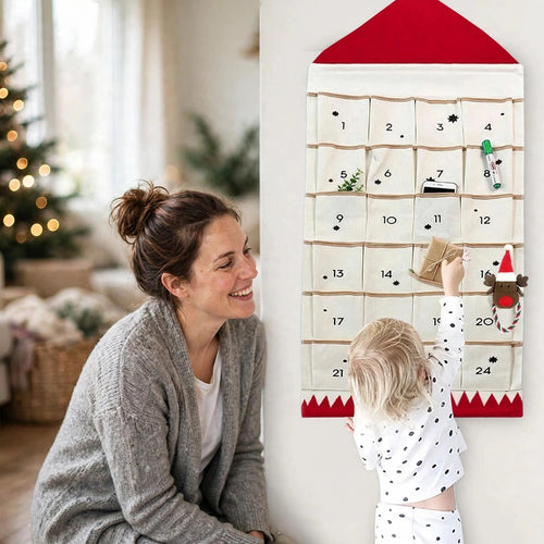 Canvas House Advent Calendar | Reusable Hanging Calendar with 24 Pockets to Fill