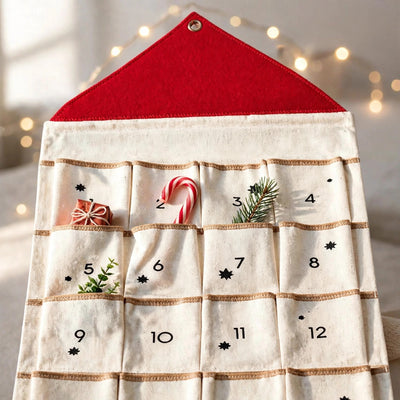 Canvas House Advent Calendar | Reusable Hanging Calendar with 24 Pockets to Fill