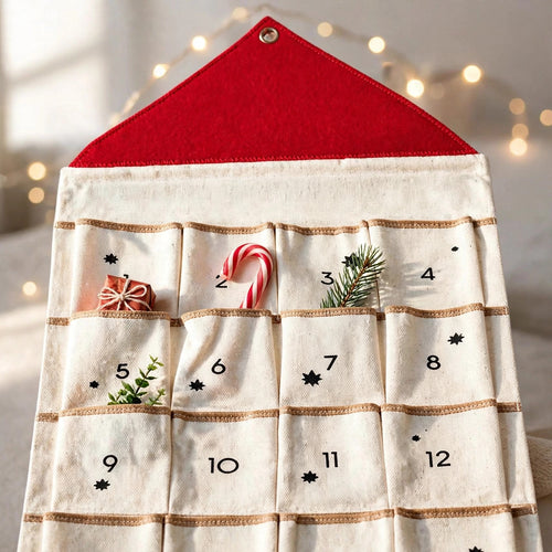 Canvas House Advent Calendar | Reusable Hanging Calendar with 24 Pockets to Fill