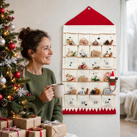Canvas House Advent Calendar | Reusable Hanging Calendar with 24 Pockets to Fill