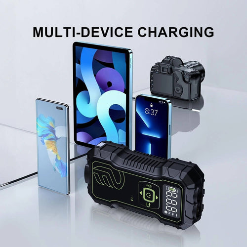 Portable Jump Starter with Air Compressor | 4-in-1 Car Battery Jump Starter, Tire Inflator and Power Bank