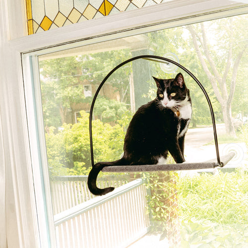 Cat Window Hammock with Steel Frame | Cat Window Perch, Suction Cup Window Seat for Indoor Cats up to 30 lbs