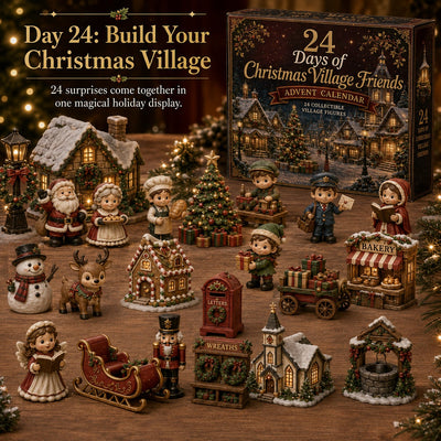 Christmas Village Friends Advent Calendar | 24 Collectible Miniatures to Build Your Own Christmas Village