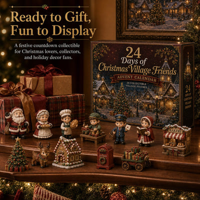 Christmas Village Friends Advent Calendar | 24 Collectible Miniatures to Build Your Own Christmas Village