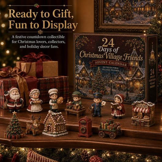 Christmas Village Friends Advent Calendar | 24 Collectible Miniatures to Build Your Own Christmas Village
