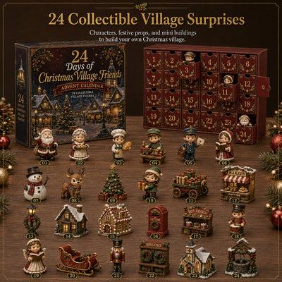 Christmas Village Friends Advent Calendar | 24 Collectible Miniatures to Build Your Own Christmas Village