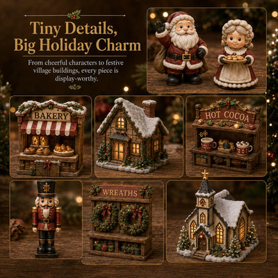 Christmas Village Friends Advent Calendar | 24 Collectible Miniatures to Build Your Own Christmas Village