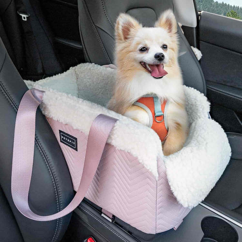 Center Console Dog Car Seat, Pink | Dog Car Seat for Small Dogs, Elevated Console Pet Booster Seat up to 9 lbs