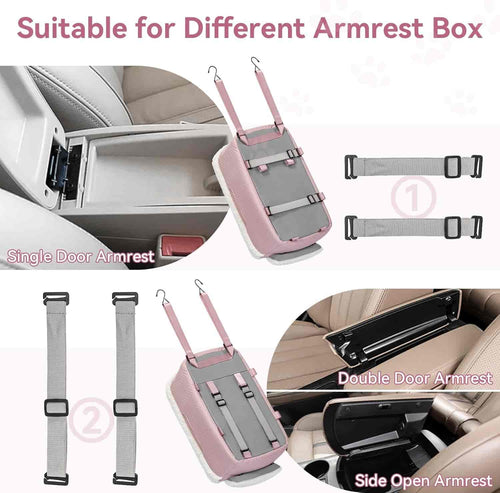 Center Console Dog Car Seat, Pink | Dog Car Seat for Small Dogs, Elevated Console Pet Booster Seat up to 9 lbs