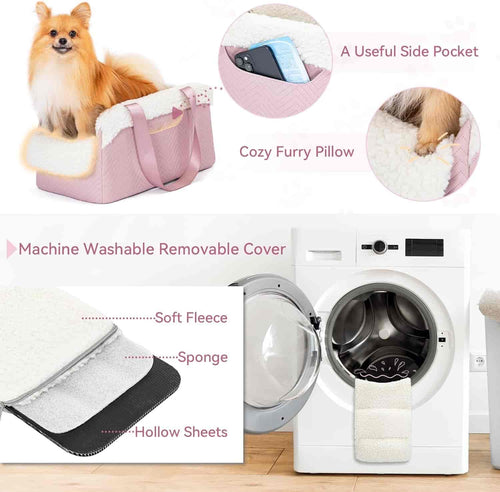 Center Console Dog Car Seat, Pink | Dog Car Seat for Small Dogs, Elevated Console Pet Booster Seat up to 9 lbs