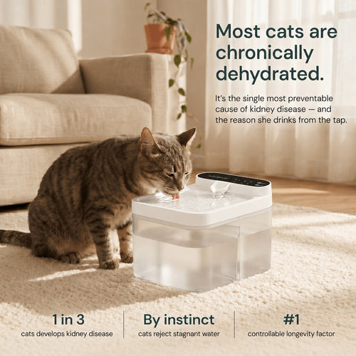No-Filter Cordless Cat Water Fountain | Cat Water Fountain, Wireless Battery Pet Fountain, No Filters Needed