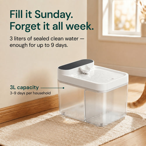 No-Filter Cordless Cat Water Fountain | Cat Water Fountain, Wireless Battery Pet Fountain, No Filters Needed