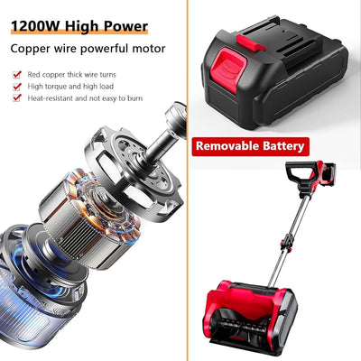 Cordless Snow Shovel 20V with 2 Batteries and Charger | Electric Snow Shovel, Battery Snow Blower, Power Shovel for Driveway and Steps