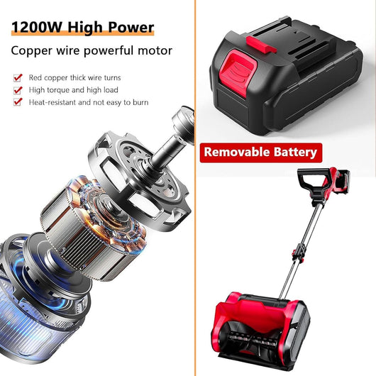 Cordless Snow Shovel 20V with 2 Batteries and Charger | Electric Snow Shovel, Battery Snow Blower, Power Shovel for Driveway and Steps
