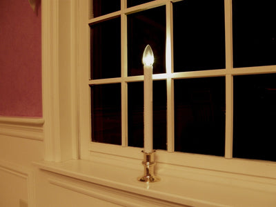 Battery Operated Window Candles with Remote and Timer, Set of 4 | Cordless LED Christmas Window Candles, Brass
