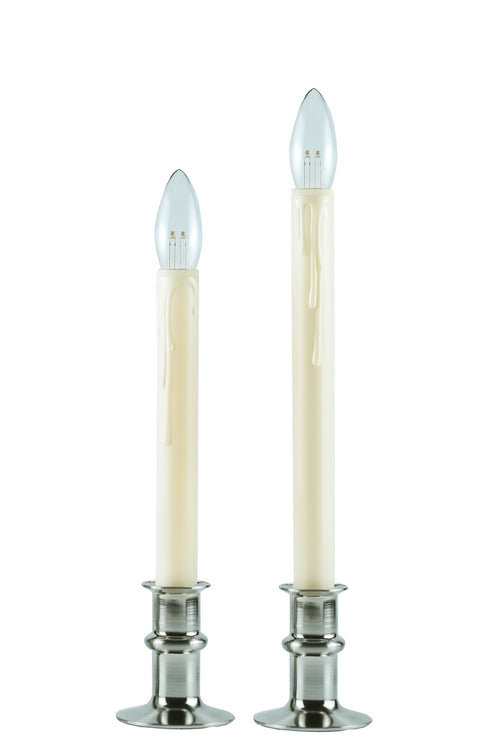 Battery Operated Window Candles with Remote and Timer, Set of 4 | Cordless LED Christmas Window Candles, Brass