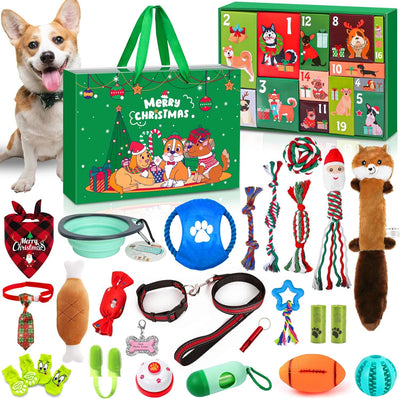 Dog Advent Calendar 2026 | 24 Toys, Collar, Leash and Treats Bag