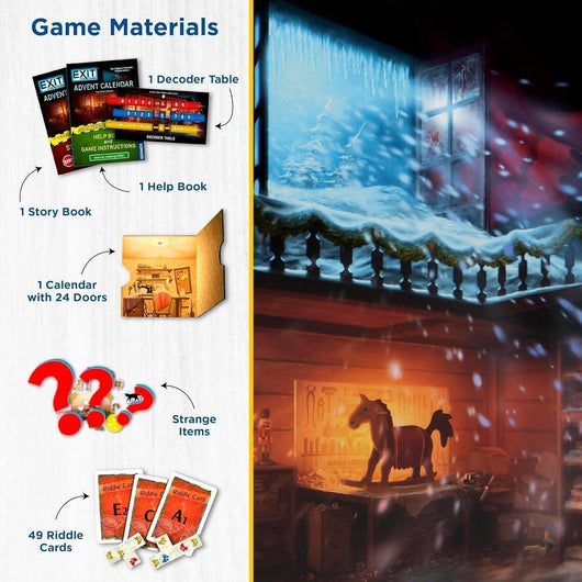 Escape Room Advent Calendar, 24 Days of Riddles and Puzzles, Christmas Mystery Game for Families, Teens and Adults, Ages 10+