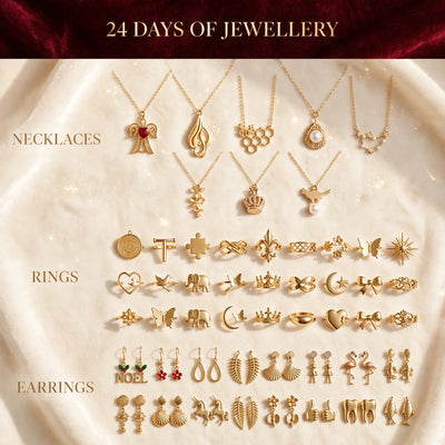 Jewelry Advent Calendar 2026 | 24 Gold Tone Necklaces, Rings and Earrings