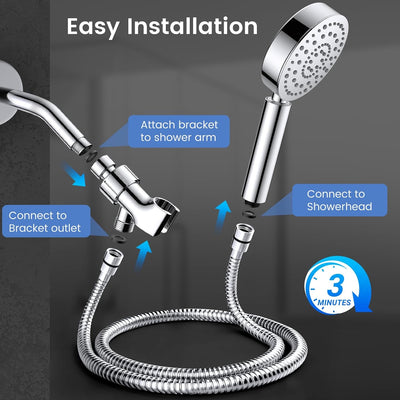 Filtered Shower Head with Handheld | High Pressure 6 Spray Shower Head with Filter for Hard Water, All Metal, 72 Inch Hose