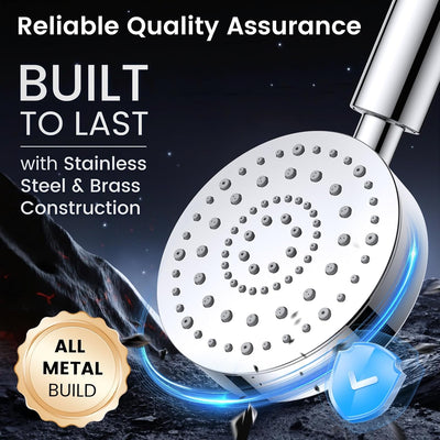 Filtered Shower Head with Handheld | High Pressure 6 Spray Shower Head with Filter for Hard Water, All Metal, 72 Inch Hose