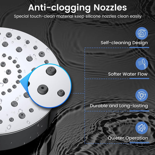 Filtered Shower Head with Handheld | High Pressure 6 Spray Shower Head with Filter for Hard Water, All Metal, 72 Inch Hose