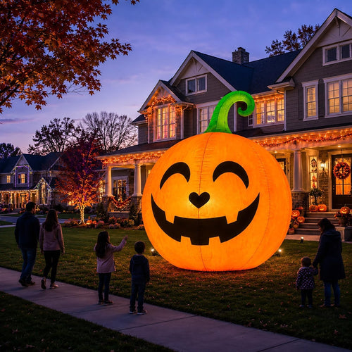 10 ft Giant Inflatable Pumpkin with LED Lights | Halloween Inflatables Outdoor, Blow Up Jack O Lantern Yard Decoration
