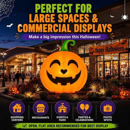 10 ft Giant Inflatable Pumpkin with LED Lights | Halloween Inflatables Outdoor, Blow Up Jack O Lantern Yard Decoration
