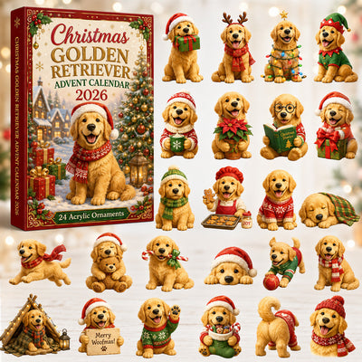 Golden Retriever Advent Calendar 2026 | 24 Golden Retriever Ornaments
