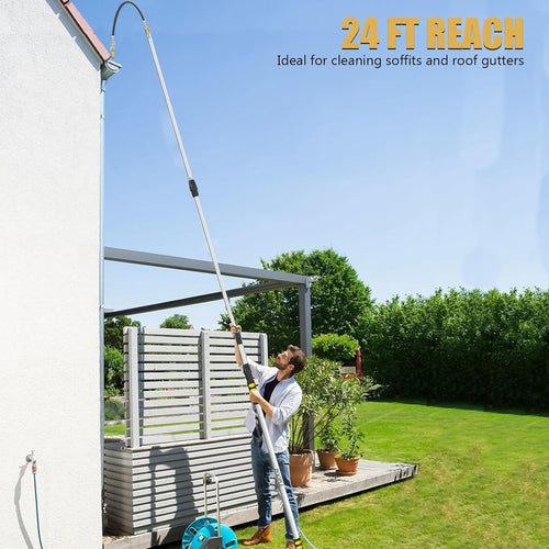 Gutter Cleaning Tool from the Ground | 16 ft Telescopic Gutter Cleaner Wand with Garden Hose Attachment